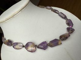 Wunderschöne Ametrin Kette mit Swarovski Crystals Unikat NE