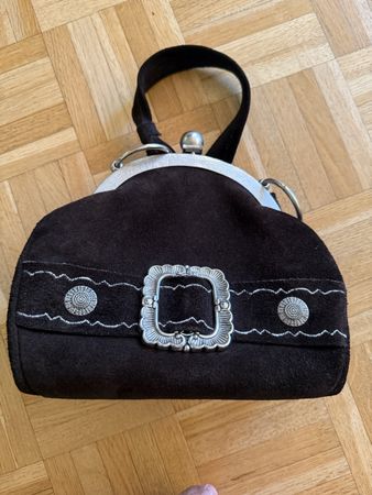Vintage Handtasche, Wildleder braun, Top Zustand!