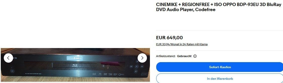 Oppo Lettore multimediale & Streamer: Oppo BDP-93EU Blu-ray 3D Player – Usato da Collonges venduto da arashee 5