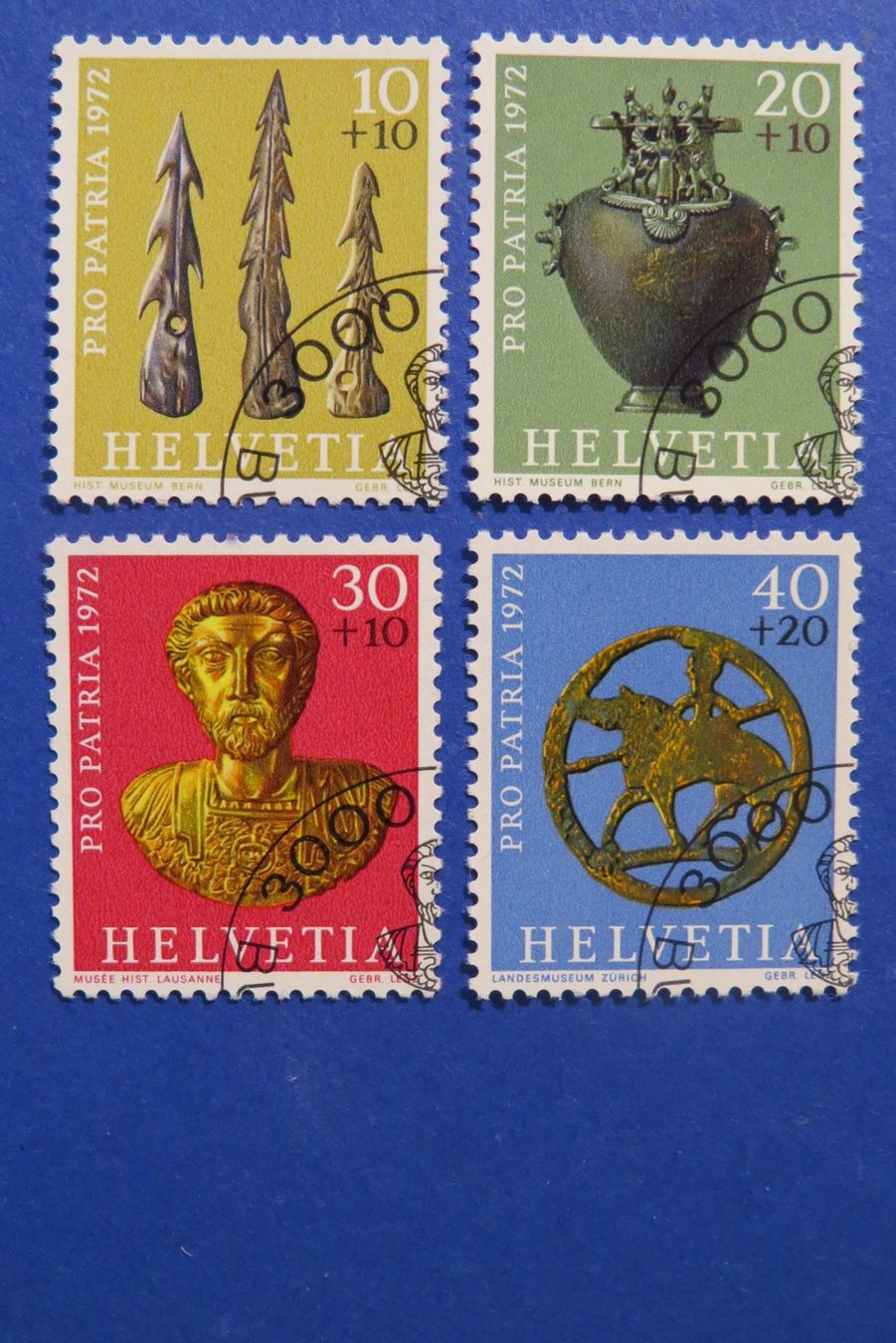 Tutti i francobolli: Serie Pro Patria 1972 - off.Ersttag-Eckstempel BERN – Usato da Brunnen venduto da Kumari