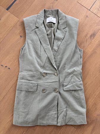 Stradivarius Long Blazerweste Khaki m. Schulterpolster Gr.S