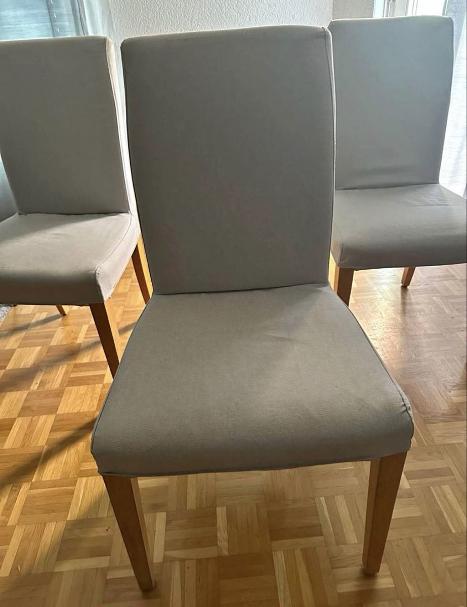Sedie: Set mit 6 Esszimmerstühlen Stoff hellgrau Holzbeine – Usato da Basel venduto da chi_pr7y