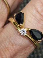 Ring 750 GG. 2 Safire, Brillant
