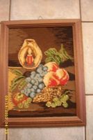 Gobelinbild, Stilleben,Handarbeit, mit H