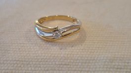 bague or 750 bicolore et diamant, 3.79 gr.