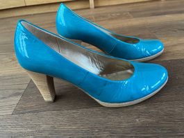 Gabor Pumps Gr. 9 (40.5) - Leder Lackleder türkis - Schuhe