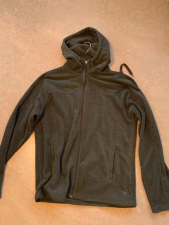 Graue Fleecejacke mit Kapuze, Marke No Name, Grösse L