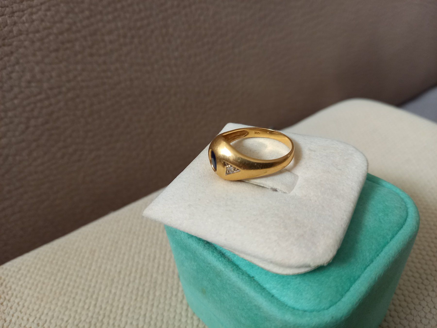 Anelli: Schöner antiker-Ring mit Saphir und 2 Diamanten – Usato da Rickenbach LU venduto da pepan44 3