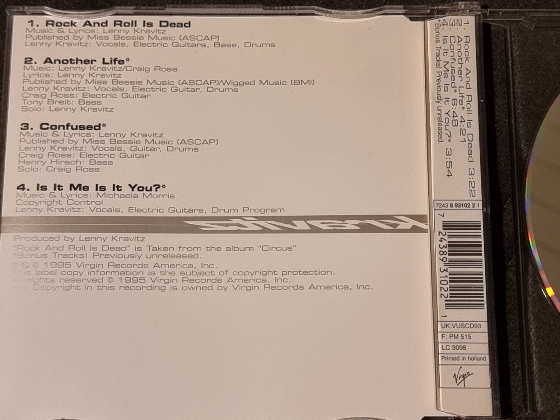 CD: Lenny Kravitz : Rock And Roll Is Dead CD Single – Usato da Villigen venduto da Tschachtlan 2