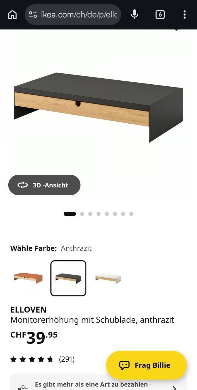 Ikea Cuisines complètes: ELLOVEN Monitorerhöhung mit Schublade anthrazit - Kaffee – D'occasion à Seon par Julia87