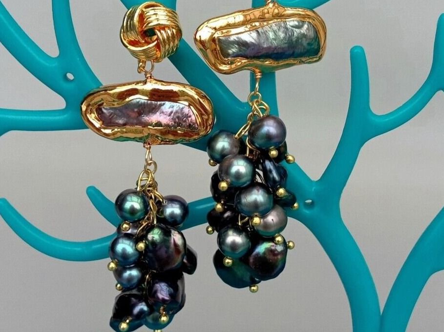 Orecchini pendenti & Orecchini a lobo: Lua schwarz Perlen Ohrhänger Echt Boucles Chandelier Perle N – Nuovo (secondo la descrizione) da Prilly venduto da ilyria73 6