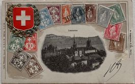 Prägedruck, Lausanne, Wappen, Briefmarken, Guggenheim, 1905