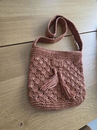 umhängetasche stroh boho style rosty