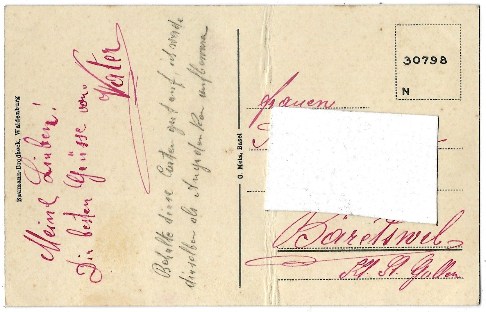 Cartoline postali: Waldenburg   (belebt) – Usato da Bütschwil venduto da Jackson1A 1