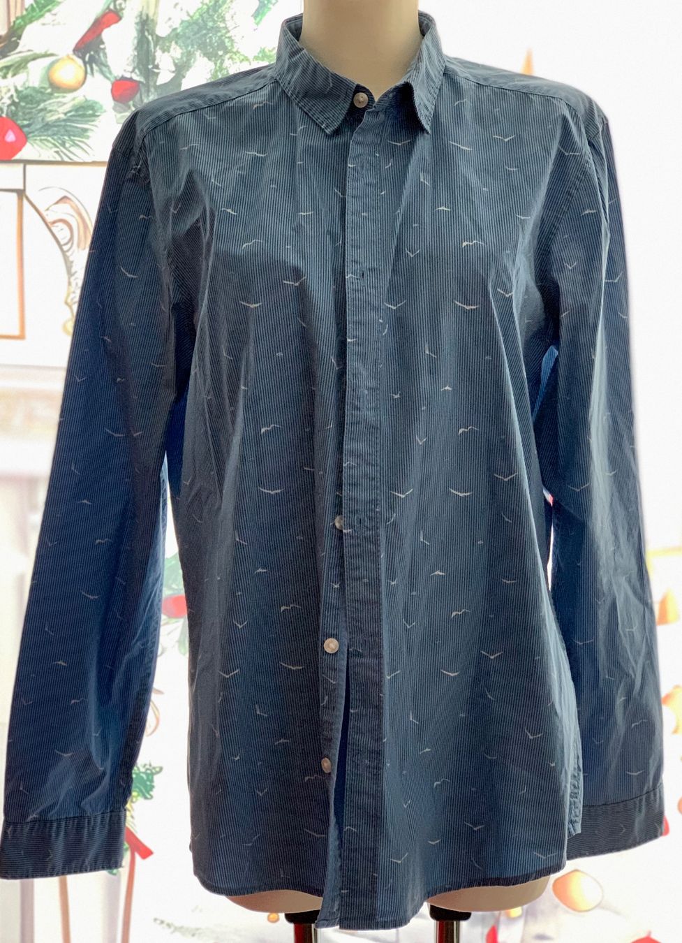 Esprit Hemden: Esprit Herren Hemd Blau Gr. L mit Muster Möwen Sommer – Gebraucht aus Engelburg von mamalanima