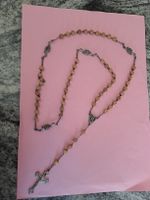 Rosenkranz Holzkette mit Metallkreuz guter Zustand
