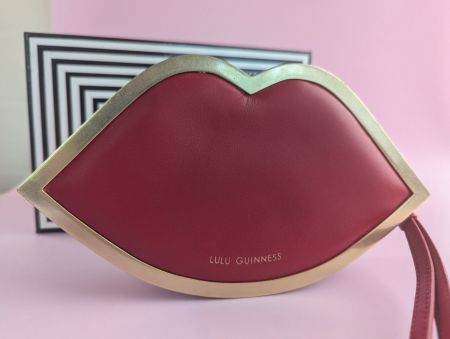 Lulu Guinness Red Leather Lips Clutch Purse Bag