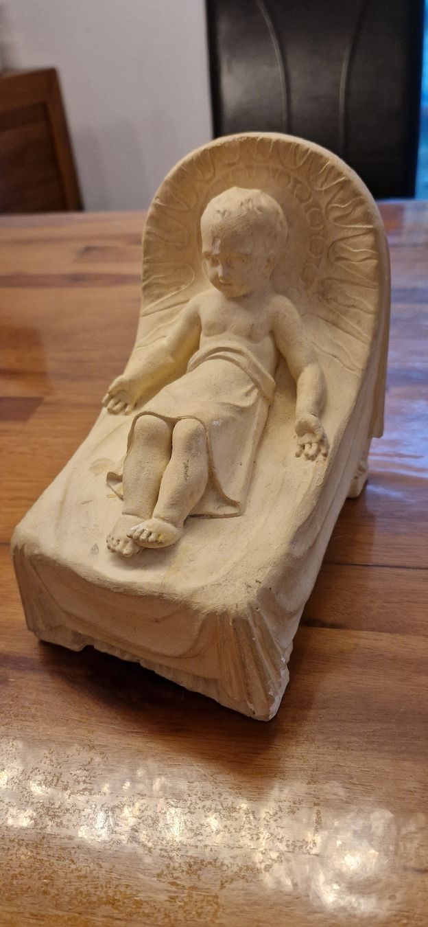 Statuette: Jesuskind Figur R. Payer Gips weiss – Usato da Hendschiken venduto da Eifel65