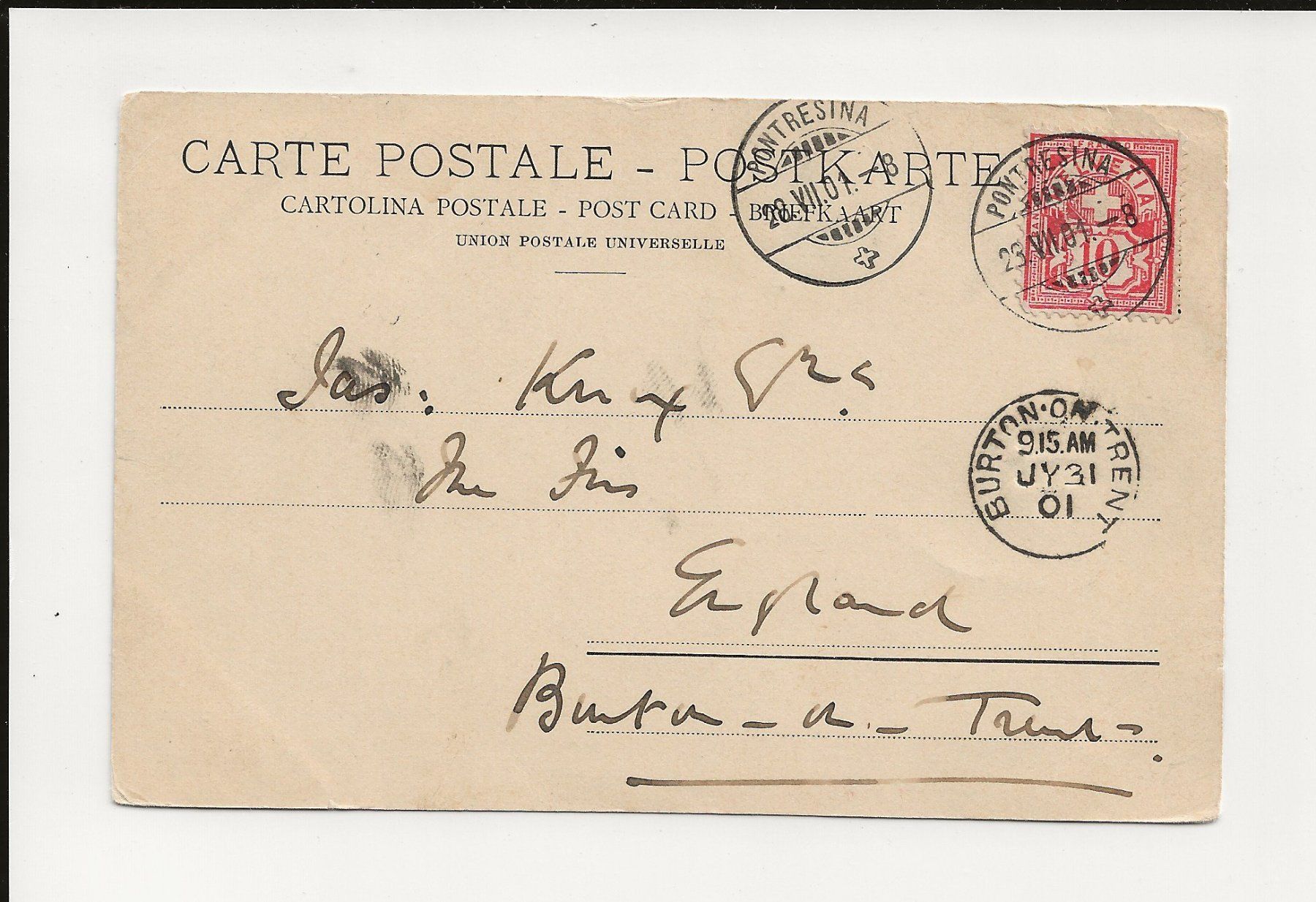 Cartoline postali: AK 1901 Pontresina GR – Usato da Greifensee venduto da 315WDO 1