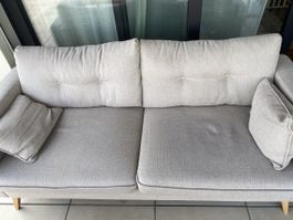 Sofa 2-Sitzer hellgrau Stoff Gebraucht