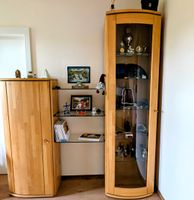 Wohnwand mit Vitrine & TV Möbel Buche Massiv mit Beleuchtung