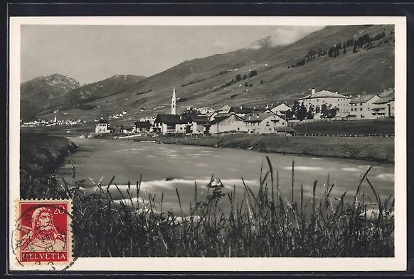 Cartoline postali: AK Scanfs, Ortsansicht am Fluss – Usato da Berlin venduto da bartko-reher