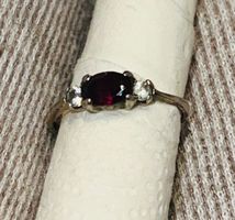 Vintage Ring mit Rubin und Zirkonia, Silber Ring 15-16mm