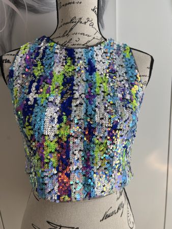 Buntes Pailletten Tanktop, Grosse S