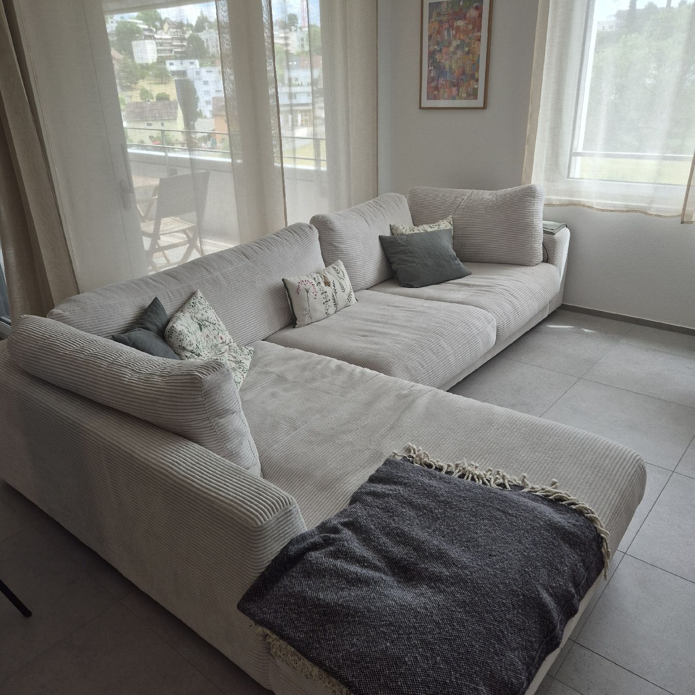 Divani: Ecksofa mit Liegefläche, Stoff Weiss,  – Usato da Wil SG venduto da kor_fk7r 1
