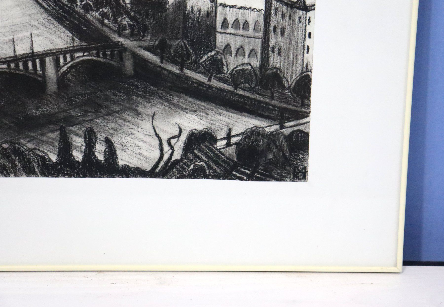 Dipinti: Monika Buchmann-Helbling 1925-2004, Kohlestift/Papier "Prag" – Usato da Zug venduto da Kunst-Fundgrube 7
