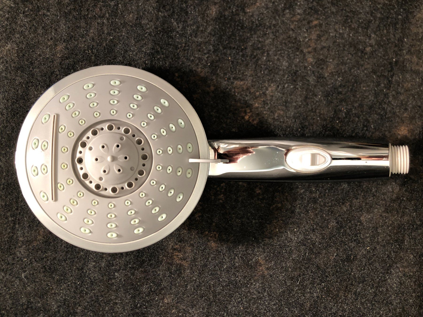 Duschbrausen: Pommeau de douche 5 jets différent. 15cm diamètre. – Gebraucht aus Saignelégier von Dubois_Vintage