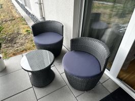 Gartenset 2 Sessel 1 Tisch Rattan Optik gebraucht