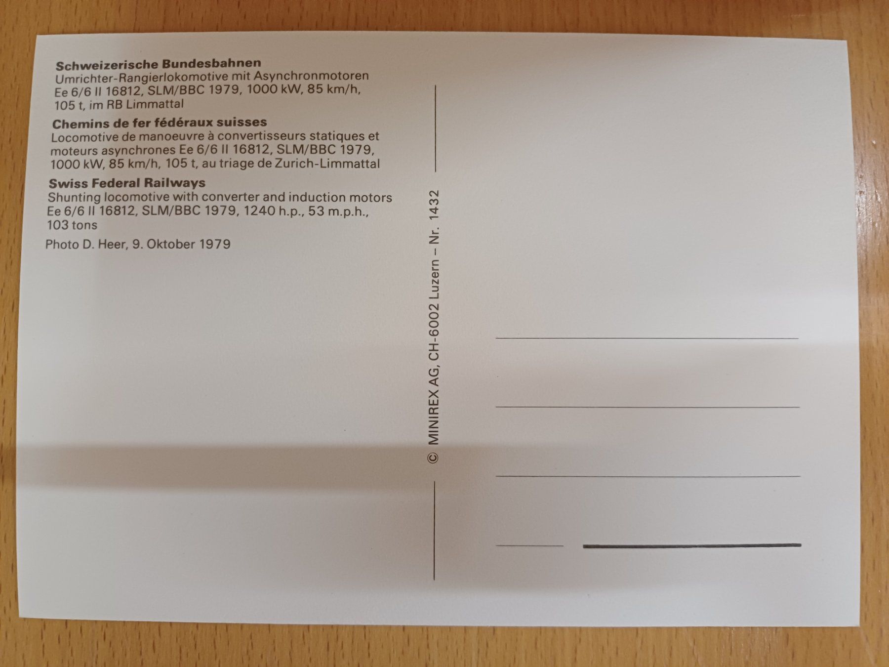 Cartoline postali: Postkarte SBB Ee 6/6 II Rangierlok – Nuovo (secondo la descrizione) da Matten venduto da MEFEZ 1