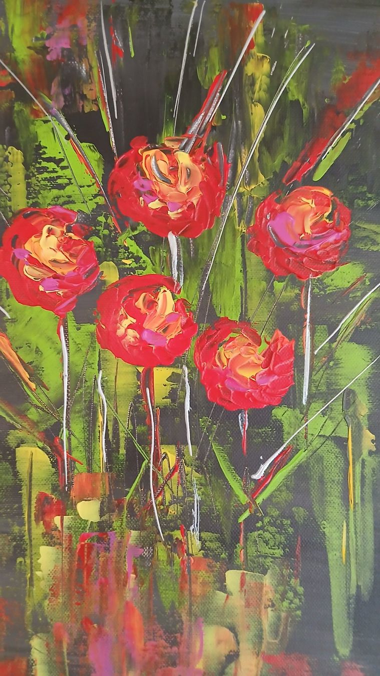 Foto & Immagini: Acrylbild, Handgemalt, "Blütenzauber" – Nuovo e nell'imballaggio originale da Udligenswil venduto da Quarz2002 1