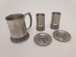 Zinngarnitur ROYAL SELANGOR - Krug, 2 Becher & Untersätze