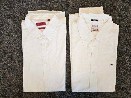 2 Herrenhemden Hugo Boss & Hilfiger Gr. L Slim Fit weiss