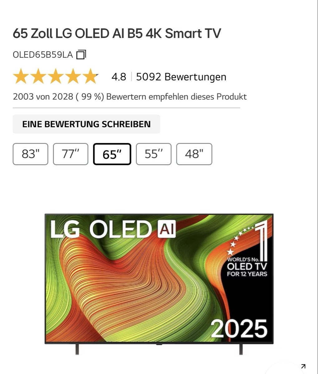 Televisori: LG TV 65 oled – Usato da Hünenberg venduto da Fjackie