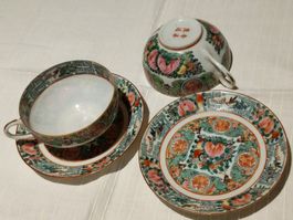 Antikes Teeservice,China,Tassen und Teller,Handbemalt