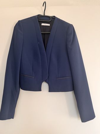 Elegant Cropped Blazer from MANGO , Size S, Navy Blue