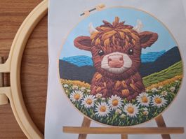 Handgemachte Kuh Stickerei im Rahmen - Neu & Süss!
