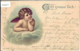 Gott grüsse Dich! Kleiner Engel - Litho
