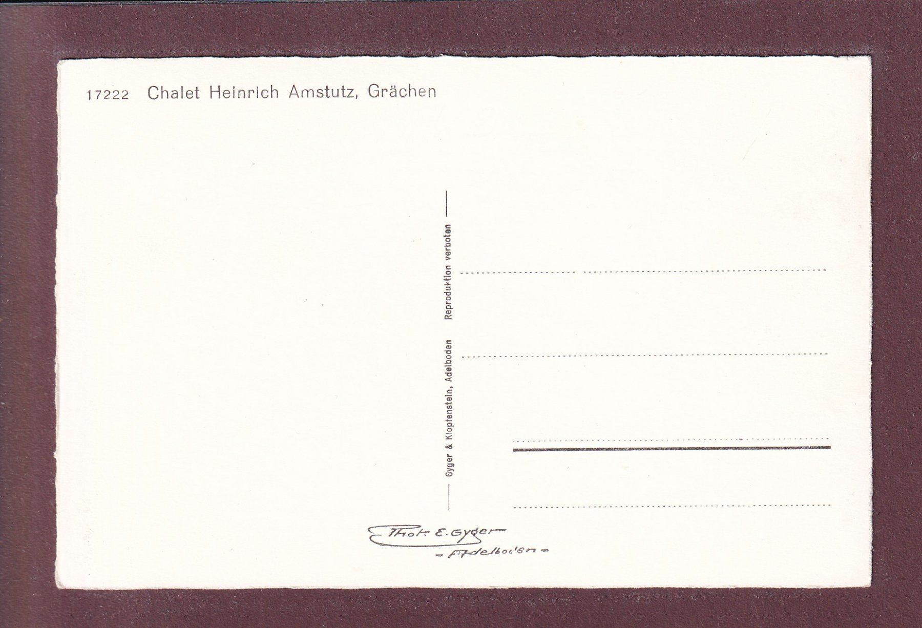 Cartes postales: GRÄCHEN - Chalet Amstutz – D'occasion à Pully par nicecards 1