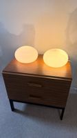 Space Age Tischlampe in Kieselsteinform Opalglas, 2x