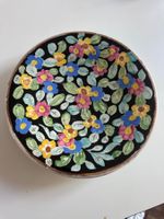 Grand plat en céramique fleuri vintage Massilia Ceram, 1950