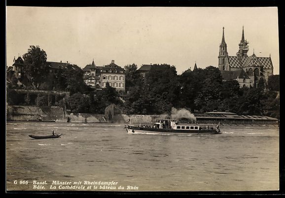 Cartes postales: AK Basel, Münster mit Rheindampfer – D'occasion à Berlin par bartko-reher