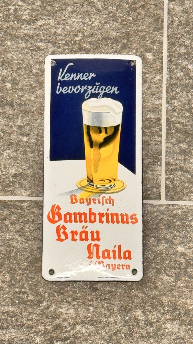 Insegne: Gambrinus Bräu Tür-Emailschild 20cm – Usato da Bubikon venduto da Mtr1608 1