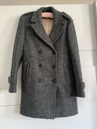 Sandro wolle 100% grauer mantel