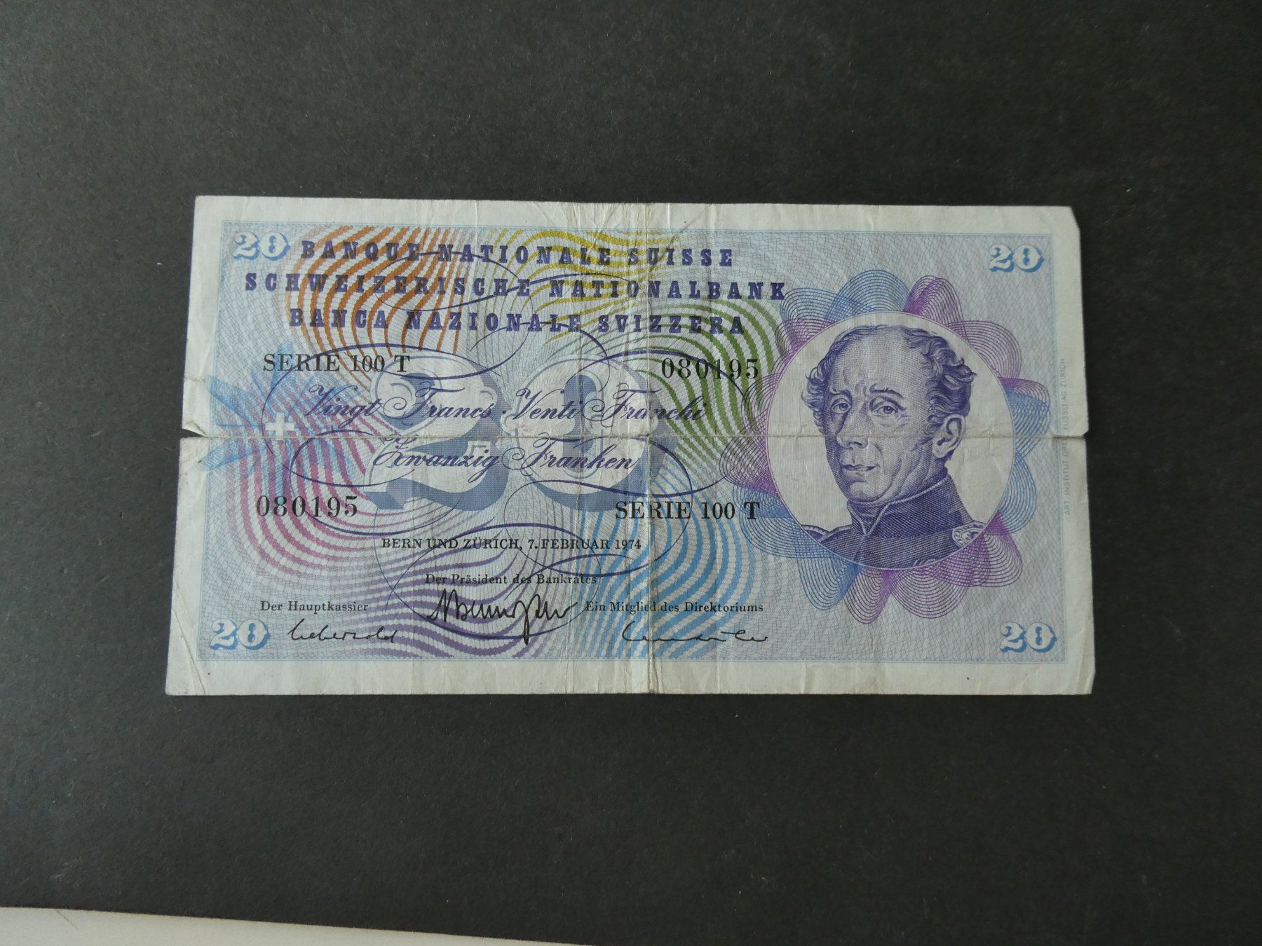 Billets de banque: Schweiz 1974,  20 Franken – D'occasion à Hinterforst par Rohusri