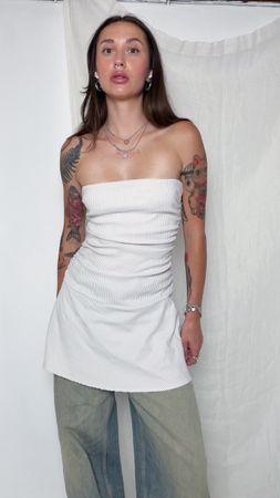 Bershka Tube Dress white stripes