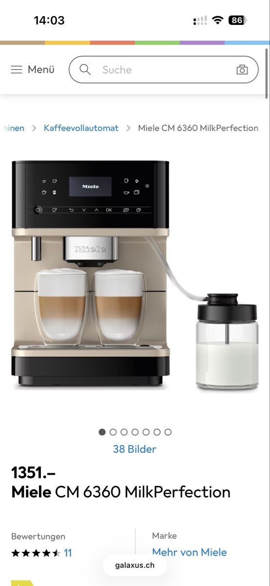 Miele Macchine per caffè & Macchine per espresso: Miele CM 6360 MilkPerfection – Nuovo (secondo la descrizione) da Biel/Bienne venduto da Blueflug